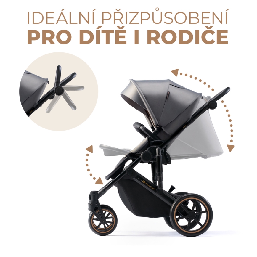 KINDERKRAFT - Kombinuotas vežimėlis 2in1 PRIME 2 pilka