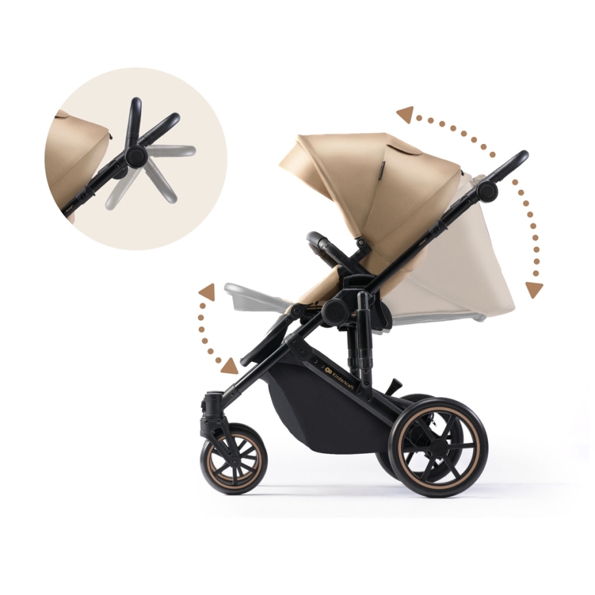 KINDERKRAFT - Kombinuotas vežimėlis 2in1 PRIME 2 smėlio spalva