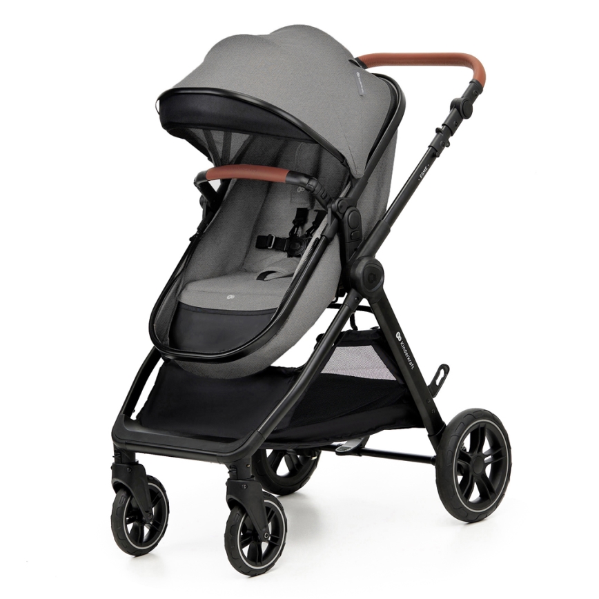 KINDERKRAFT - Kombinuotas vežimėlis 3in1 ESME Moonlight pilka + automobilio sėdynė MINK PRO