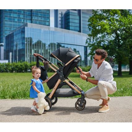 KINDERKRAFT - Kombinuotas vežimėlis 3in1 ESME Pure juoda + automobilio sėdynė MINK PRO