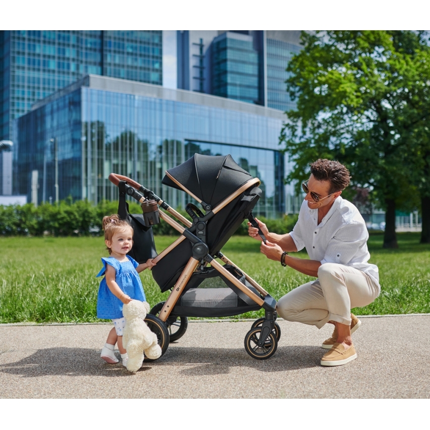 KINDERKRAFT - Kombinuotas vežimėlis 3in1 ESME Pure juoda + automobilio sėdynė MINK PRO