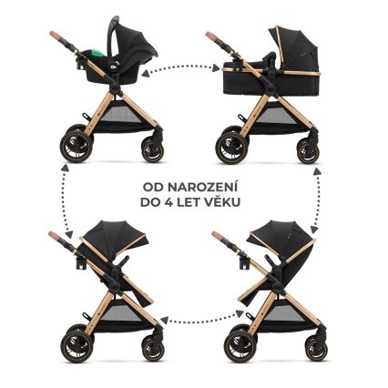 KINDERKRAFT - Kombinuotas vežimėlis 3in1 ESME Pure juoda + automobilio sėdynė MINK PRO