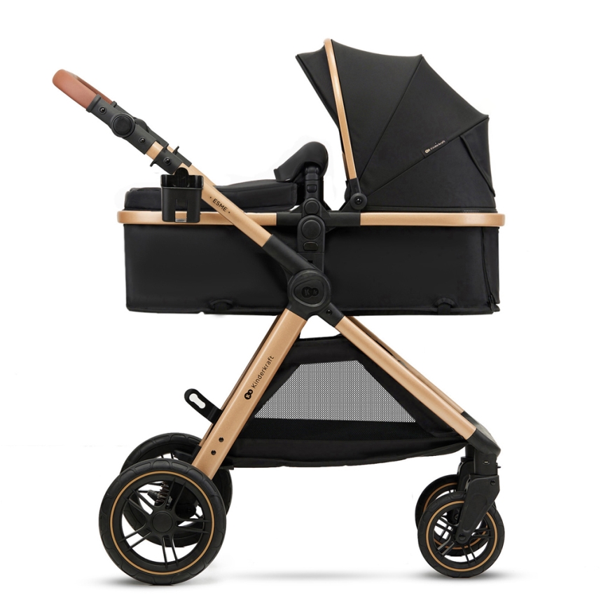 KINDERKRAFT - Kombinuotas vežimėlis 3in1 ESME Pure juoda + automobilio sėdynė MINK PRO