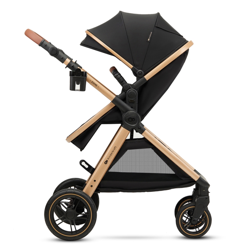 KINDERKRAFT - Kombinuotas vežimėlis 3in1 ESME Pure juoda + automobilio sėdynė MINK PRO