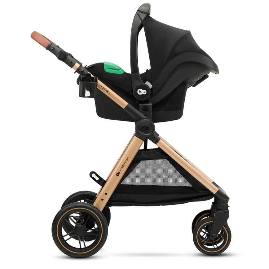 KINDERKRAFT - Kombinuotas vežimėlis 3in1 ESME Pure juoda + automobilio sėdynė MINK PRO