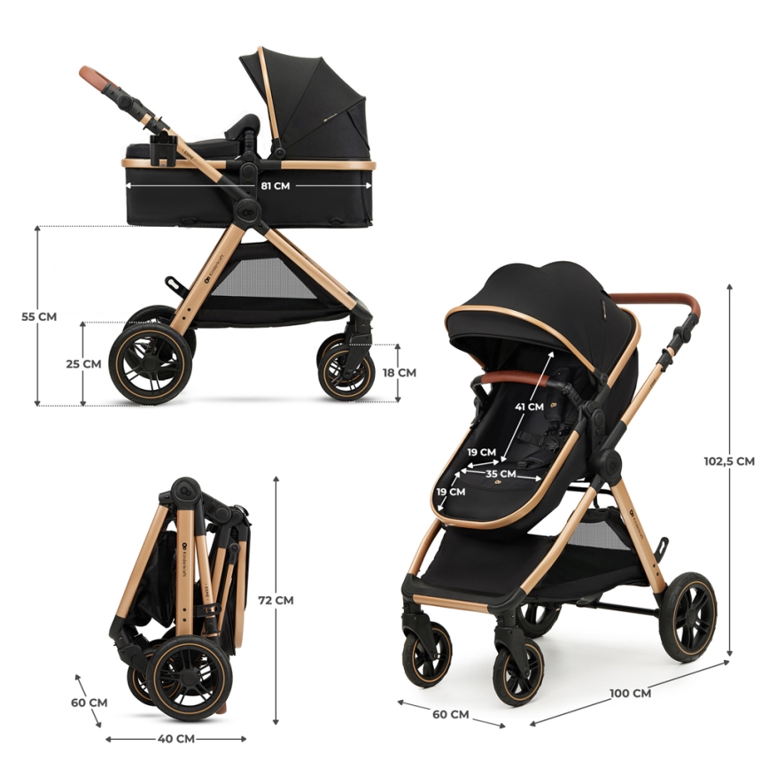 KINDERKRAFT - Kombinuotas vežimėlis 3in1 ESME Pure juoda + automobilio sėdynė MINK PRO