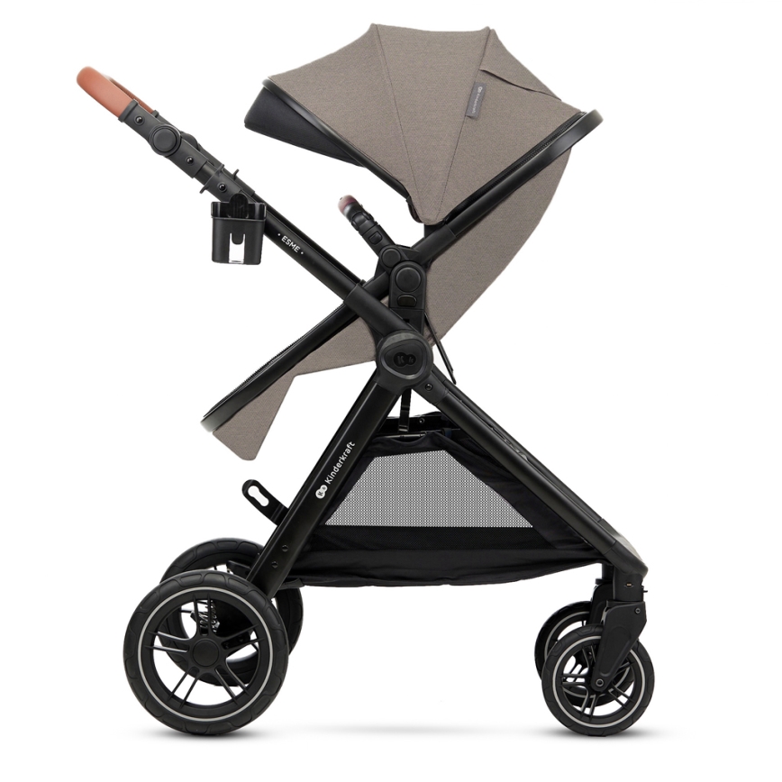 KINDERKRAFT - Kombinuotas vežimėlis 3in1 ESME Sand smėlio spalva + automobilio sėdynė MINK PRO