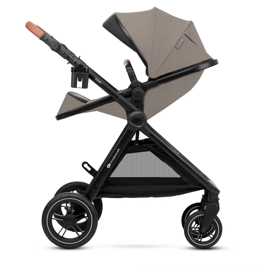 KINDERKRAFT - Kombinuotas vežimėlis 3in1 ESME Sand smėlio spalva + automobilio sėdynė MINK PRO