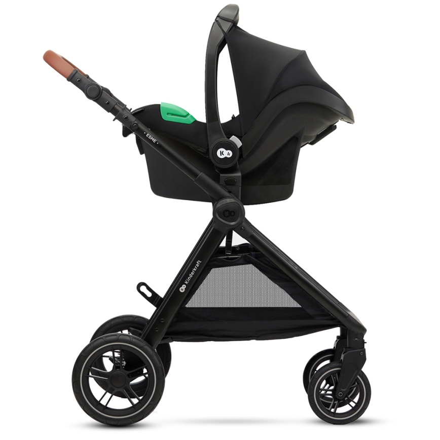 KINDERKRAFT - Kombinuotas vežimėlis 3in1 ESME Sand smėlio spalva + automobilio sėdynė MINK PRO