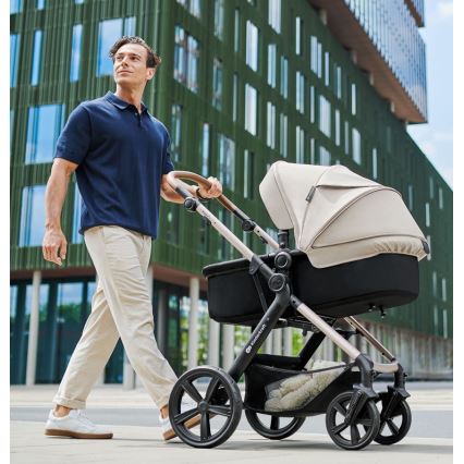 KINDERKRAFT - Kombinuotas vežimėlis 3in1 MOOV 2 AIR Moonlight pilka + automobilio sėdynė MINK PRO