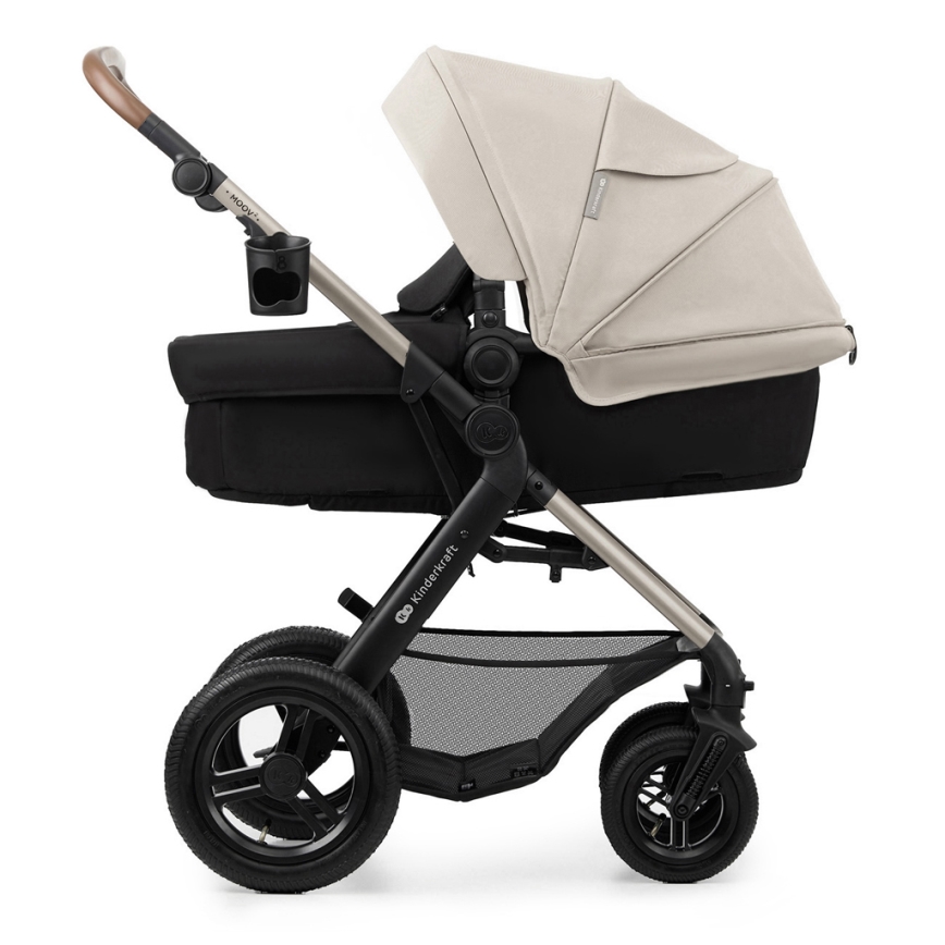 KINDERKRAFT - Kombinuotas vežimėlis 3in1 MOOV 2 AIR Moonlight pilka + automobilio sėdynė MINK PRO
