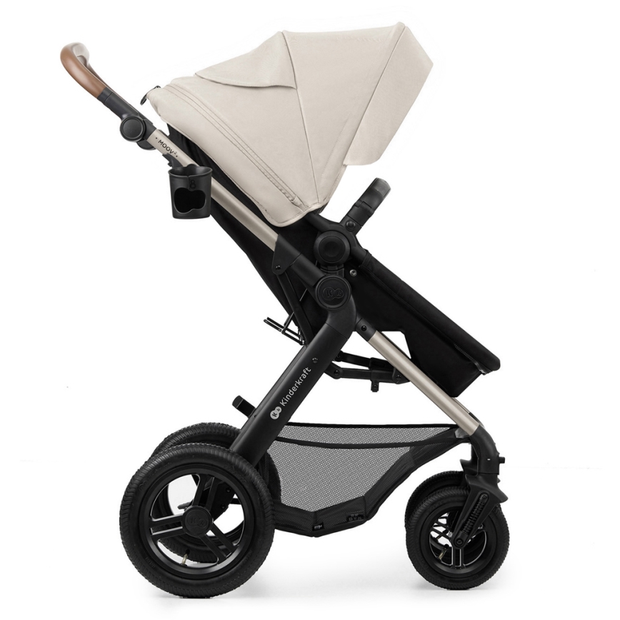 KINDERKRAFT - Kombinuotas vežimėlis 3in1 MOOV 2 AIR Moonlight pilka + automobilio sėdynė MINK PRO