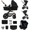 KINDERKRAFT - Kombinuotas vežimėlis 3in1 MOOV 2 AIR Pure juoda + automobilio sėdynė MINK PRO