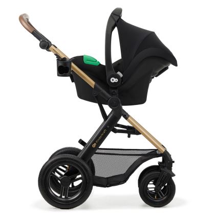 KINDERKRAFT - Kombinuotas vežimėlis 3in1 MOOV 2 AIR Pure juoda + automobilio sėdynė MINK PRO