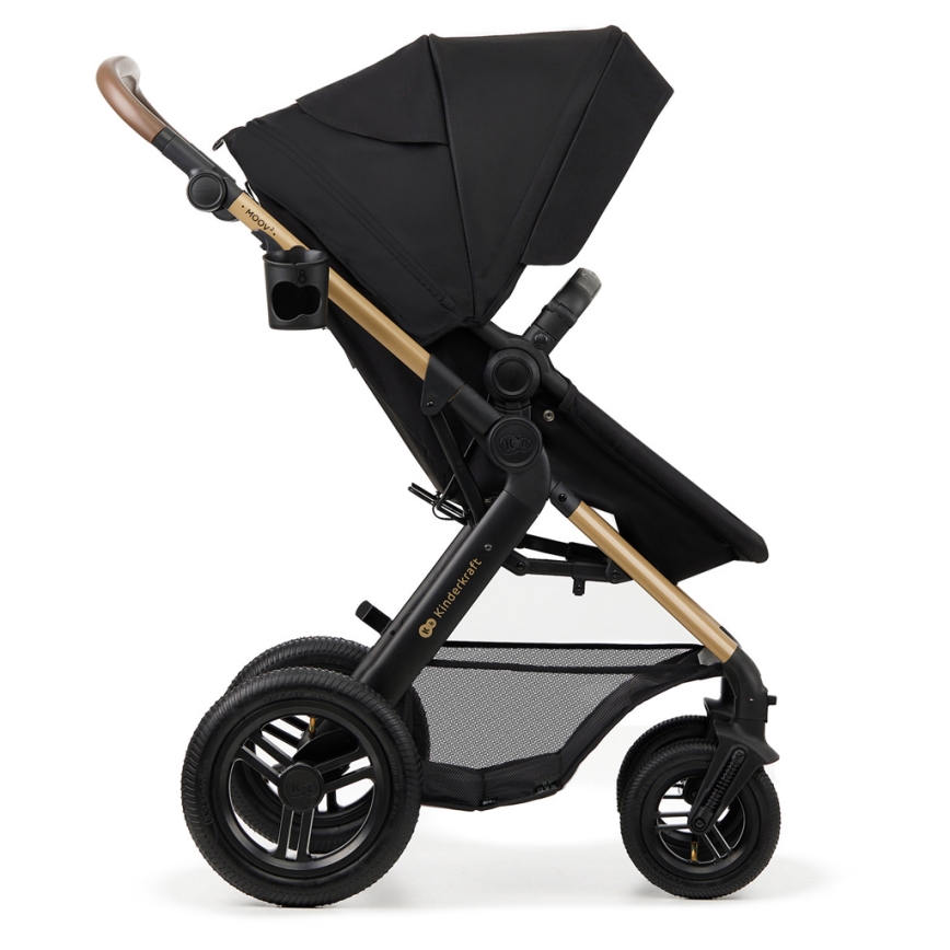 KINDERKRAFT - Kombinuotas vežimėlis 3in1 MOOV 2 AIR Pure juoda + automobilio sėdynė MINK PRO