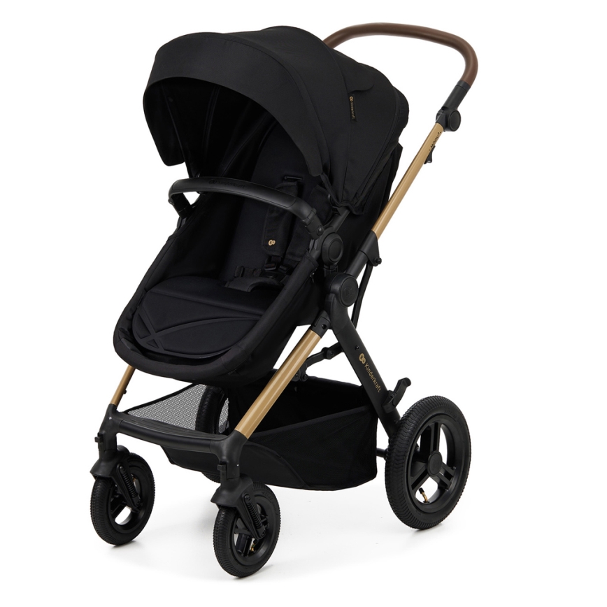 KINDERKRAFT - Kombinuotas vežimėlis 3in1 MOOV 2 AIR Pure juoda + automobilio sėdynė MINK PRO