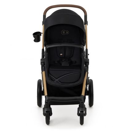KINDERKRAFT - Kombinuotas vežimėlis 3in1 MOOV 2 AIR Pure juoda + automobilio sėdynė MINK PRO