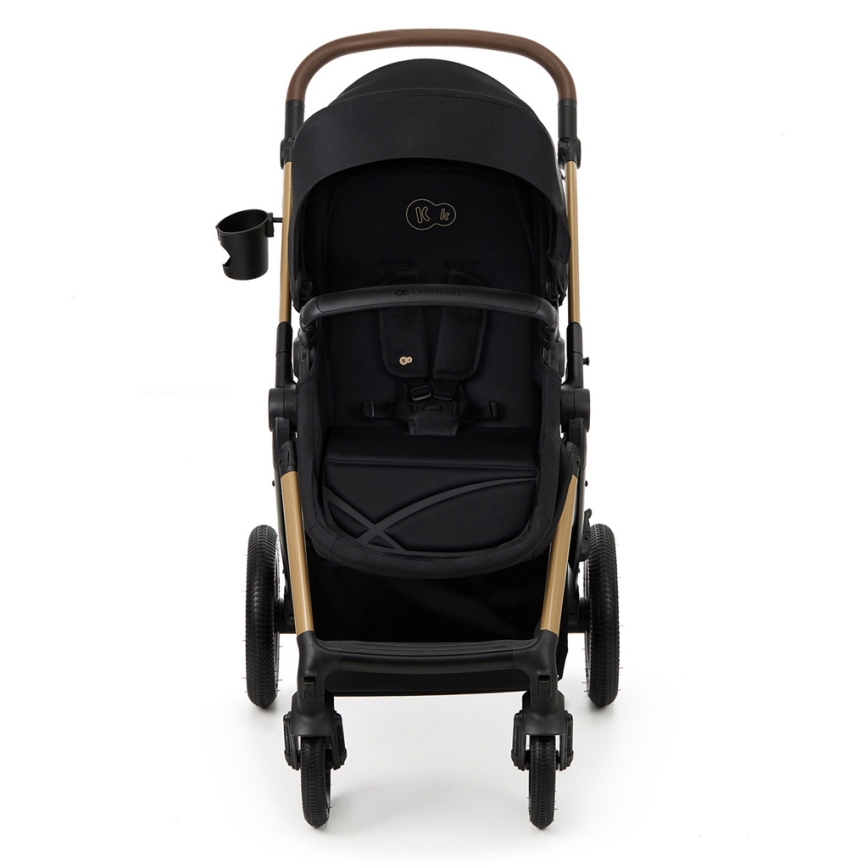KINDERKRAFT - Kombinuotas vežimėlis 3in1 MOOV 2 AIR Pure juoda + automobilio sėdynė MINK PRO