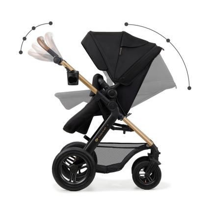 KINDERKRAFT - Kombinuotas vežimėlis 3in1 MOOV 2 AIR Pure juoda + automobilio sėdynė MINK PRO