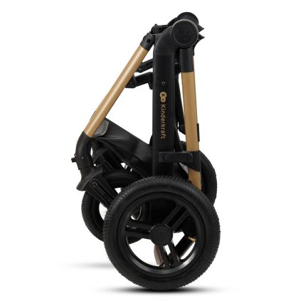 KINDERKRAFT - Kombinuotas vežimėlis 3in1 MOOV 2 AIR Pure juoda + automobilio sėdynė MINK PRO