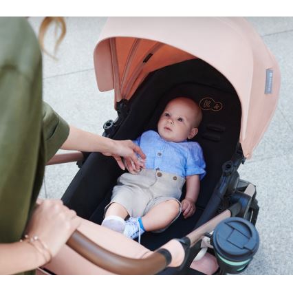 KINDERKRAFT - Kombinuotas vežimėlis 3in1 MOOV 2 AIR Sand smėlio spalva + automobilio sėdynė MINK PRO