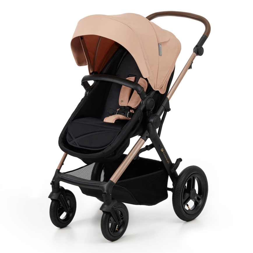 KINDERKRAFT - Kombinuotas vežimėlis 3in1 MOOV 2 AIR Sand smėlio spalva + automobilio sėdynė MINK PRO