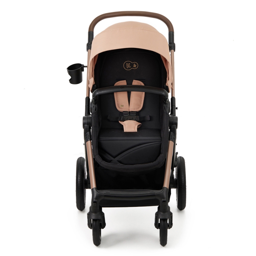 KINDERKRAFT - Kombinuotas vežimėlis 3in1 MOOV 2 AIR Sand smėlio spalva + automobilio sėdynė MINK PRO
