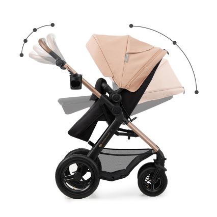KINDERKRAFT - Kombinuotas vežimėlis 3in1 MOOV 2 AIR Sand smėlio spalva + automobilio sėdynė MINK PRO