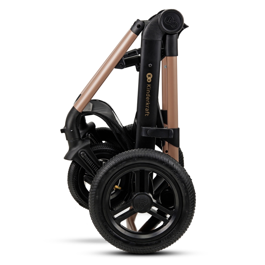 KINDERKRAFT - Kombinuotas vežimėlis 3in1 MOOV 2 AIR Sand smėlio spalva + automobilio sėdynė MINK PRO