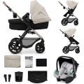 KINDERKRAFT - Kombinuotas vežimėlis 3in1 MOOV 2 Moonlight pilka + automobilio sėdynė MINK PRO