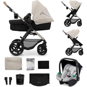 KINDERKRAFT - Kombinuotas vežimėlis 3in1 MOOV 2 Moonlight pilka + automobilio sėdynė MINK PRO