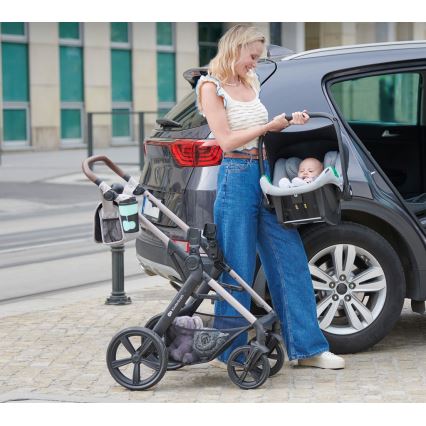 KINDERKRAFT - Kombinuotas vežimėlis 3in1 MOOV 2 Moonlight pilka + automobilio sėdynė MINK PRO