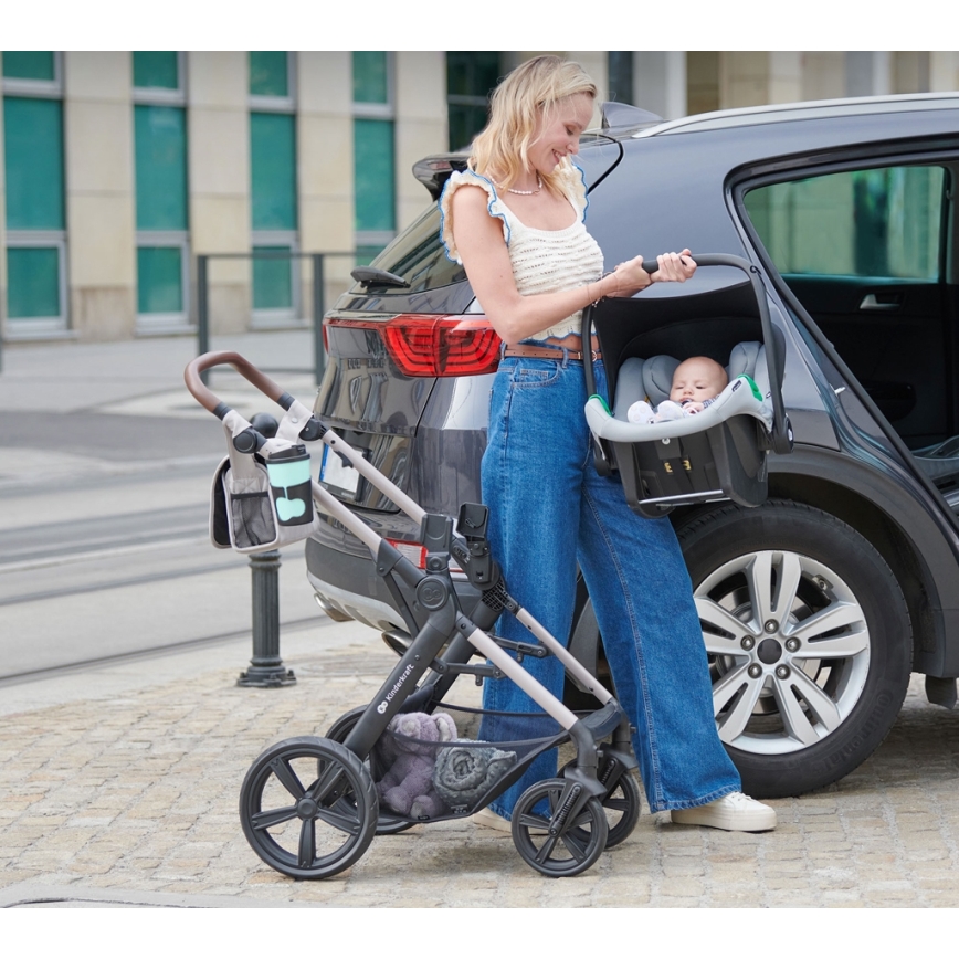 KINDERKRAFT - Kombinuotas vežimėlis 3in1 MOOV 2 Moonlight pilka + automobilio sėdynė MINK PRO