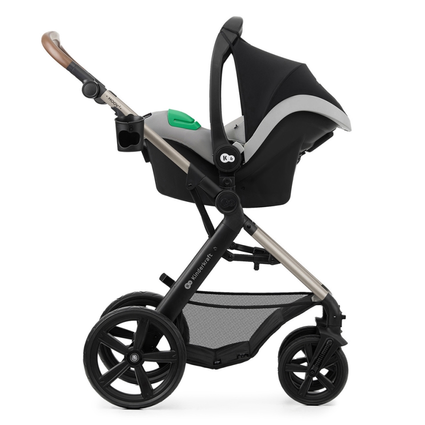 KINDERKRAFT - Kombinuotas vežimėlis 3in1 MOOV 2 Moonlight pilka + automobilio sėdynė MINK PRO