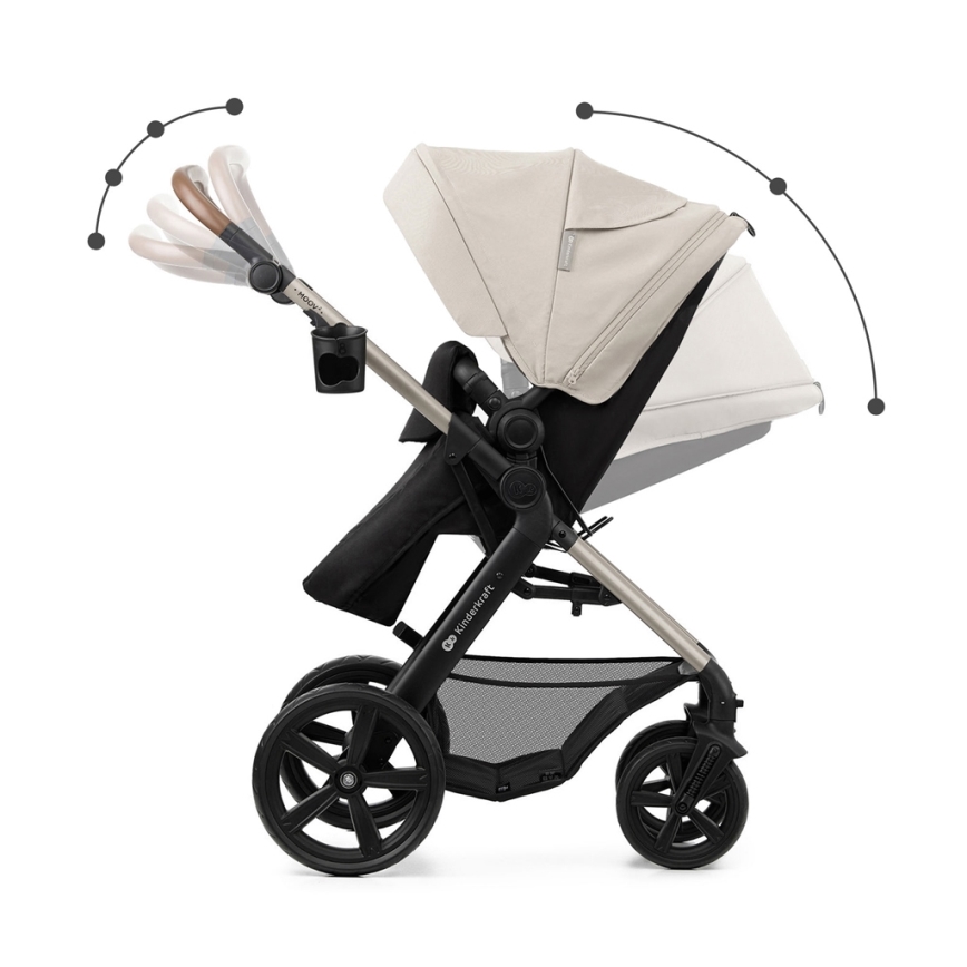 KINDERKRAFT - Kombinuotas vežimėlis 3in1 MOOV 2 Moonlight pilka + automobilio sėdynė MINK PRO