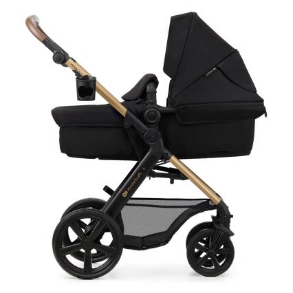 KINDERKRAFT - Kombinuotas vežimėlis 3in1 MOOV 2 Pure juoda + automobilio sėdynė MINK PRO