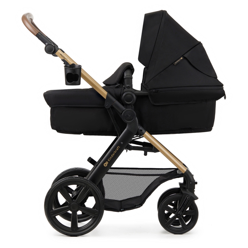 KINDERKRAFT - Kombinuotas vežimėlis 3in1 MOOV 2 Pure juoda + automobilio sėdynė MINK PRO