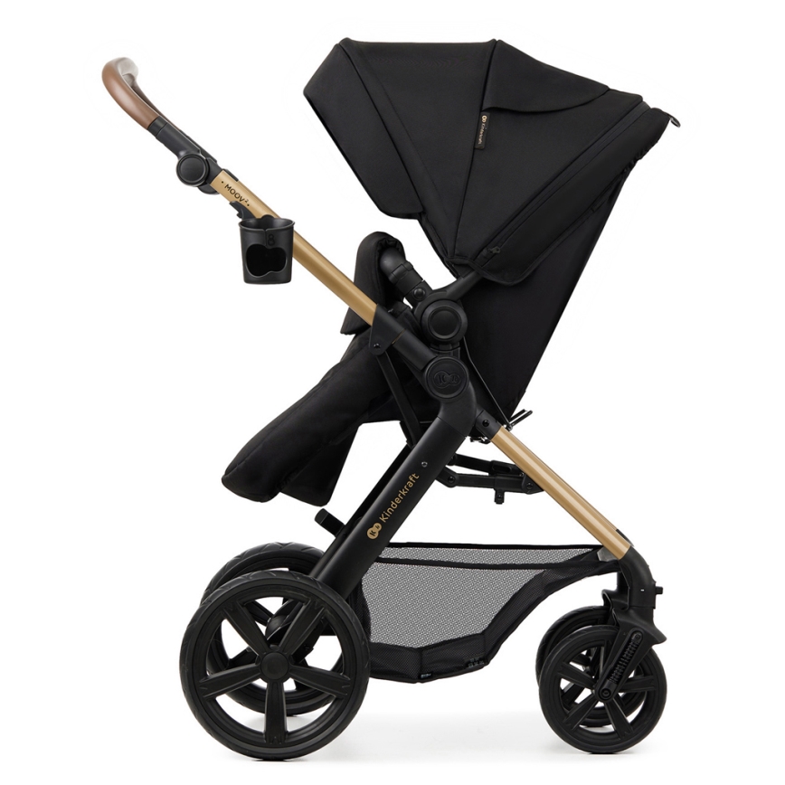 KINDERKRAFT - Kombinuotas vežimėlis 3in1 MOOV 2 Pure juoda + automobilio sėdynė MINK PRO