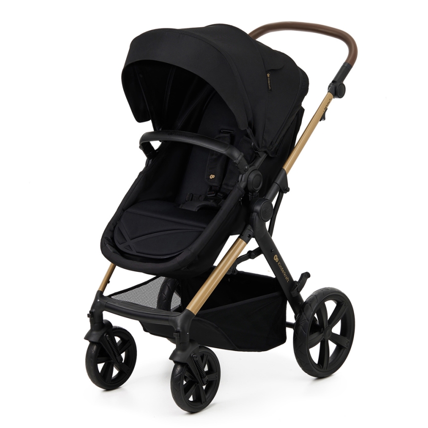 KINDERKRAFT - Kombinuotas vežimėlis 3in1 MOOV 2 Pure juoda + automobilio sėdynė MINK PRO