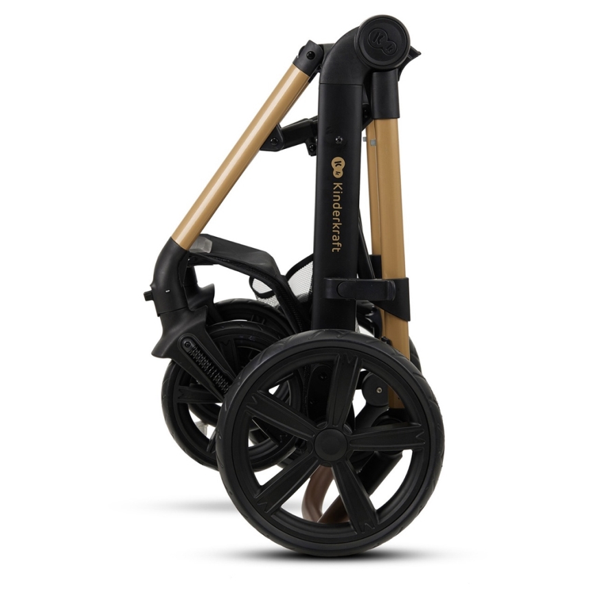 KINDERKRAFT - Kombinuotas vežimėlis 3in1 MOOV 2 Pure juoda + automobilio sėdynė MINK PRO