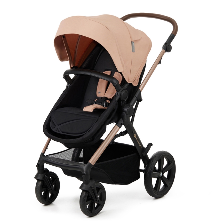 KINDERKRAFT - Kombinuotas vežimėlis 3in1 MOOV 2 Sand smėlio spalva + automobilio sėdynė MINK PRO