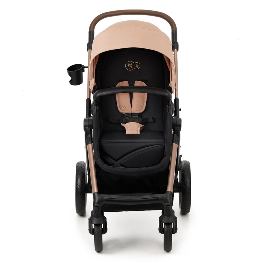KINDERKRAFT - Kombinuotas vežimėlis 3in1 MOOV 2 Sand smėlio spalva + automobilio sėdynė MINK PRO