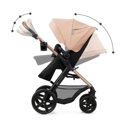 KINDERKRAFT - Kombinuotas vežimėlis 3in1 MOOV 2 Sand smėlio spalva + automobilio sėdynė MINK PRO