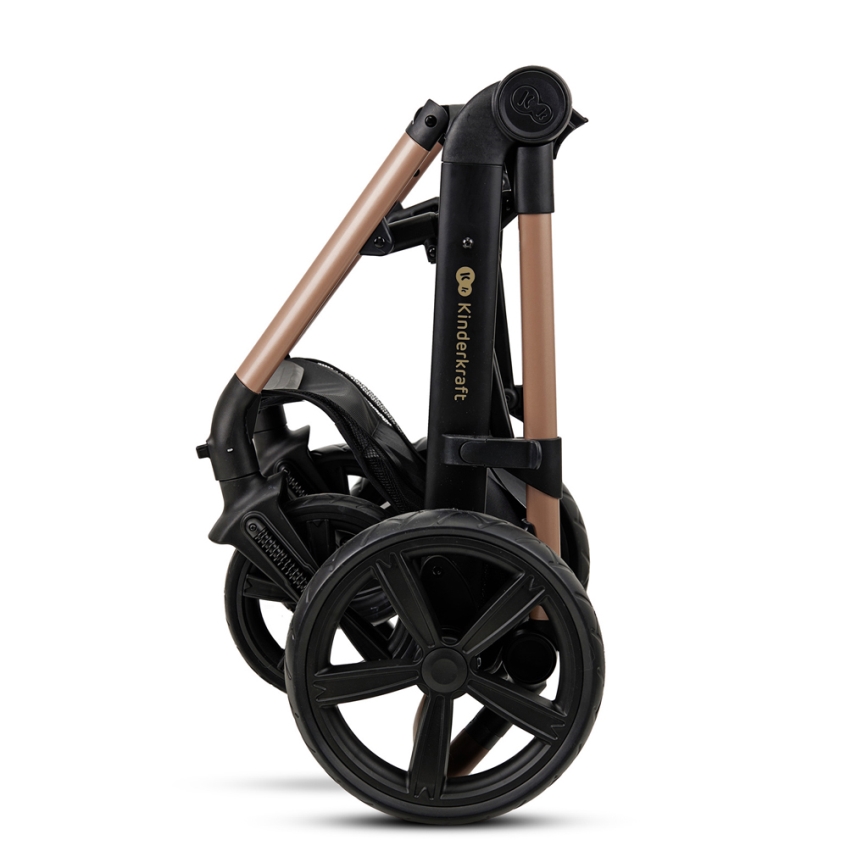 KINDERKRAFT - Kombinuotas vežimėlis 3in1 MOOV 2 Sand smėlio spalva + automobilio sėdynė MINK PRO