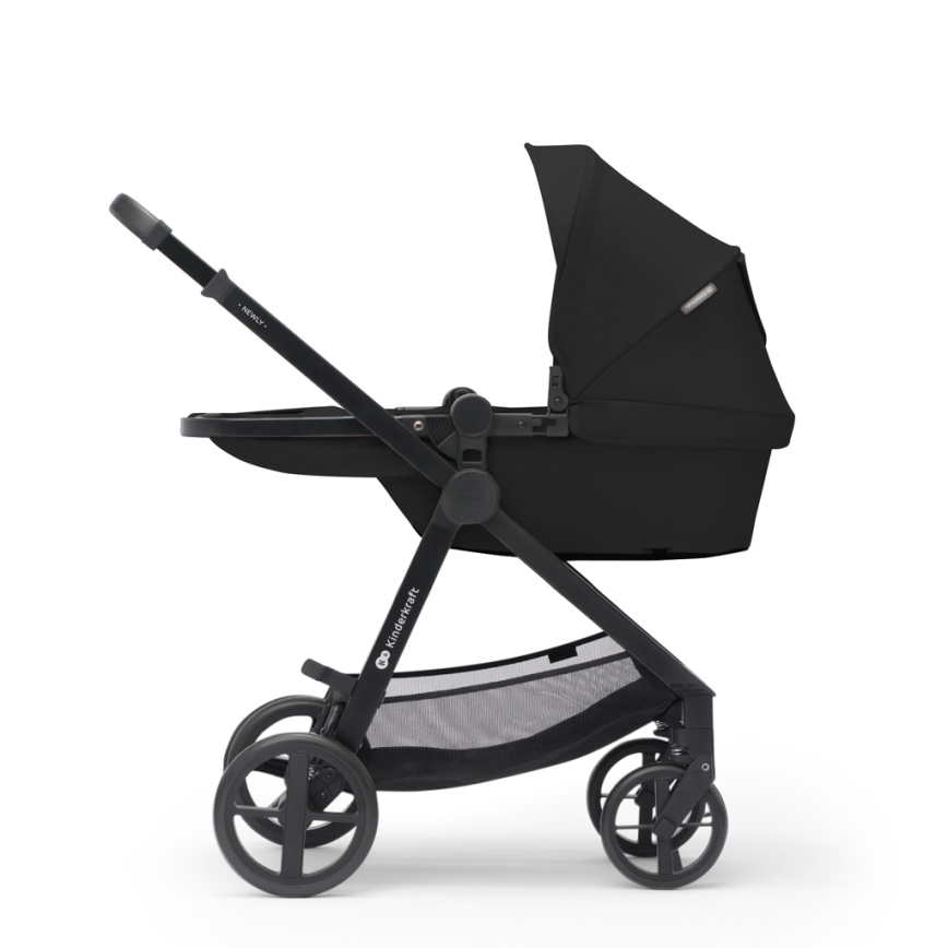 KINDERKRAFT - Kombinuotas vežimėlis 3in1 NEWLY Klasikinis juoda  + automobilio sėdynė MINK PRO