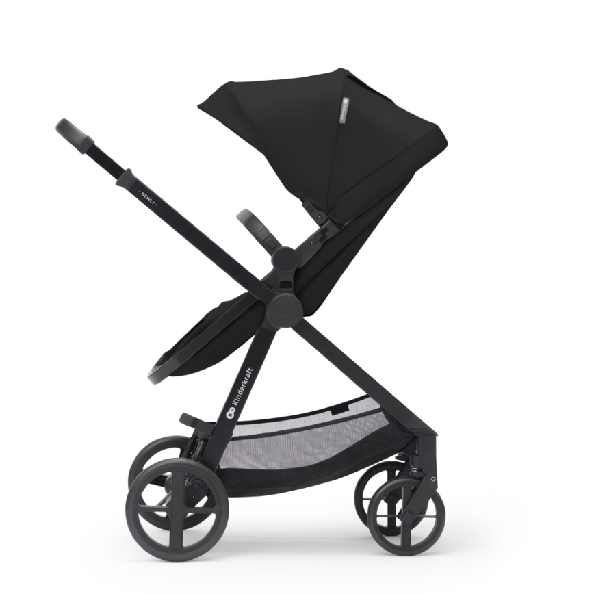 KINDERKRAFT - Kombinuotas vežimėlis 3in1 NEWLY Klasikinis juoda  + automobilio sėdynė MINK PRO