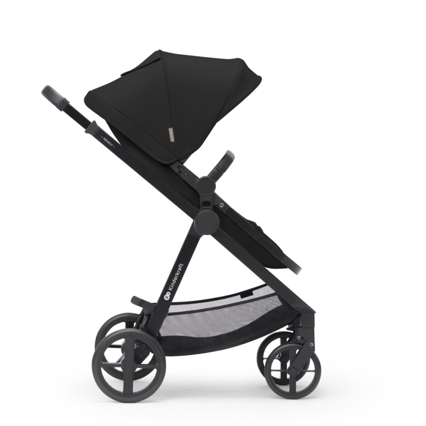 KINDERKRAFT - Kombinuotas vežimėlis 3in1 NEWLY Klasikinis juoda  + automobilio sėdynė MINK PRO