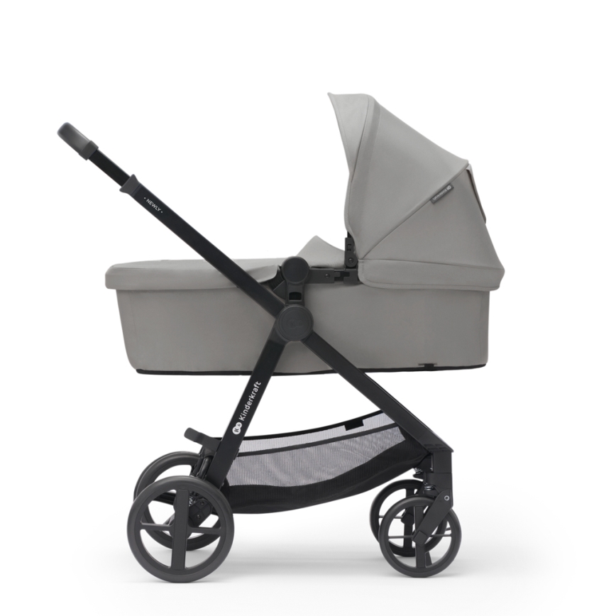 KINDERKRAFT - Kombinuotas vežimėlis 3in1 NEWLY Moonlight pilka  + automobilio sėdynė MINK PRO