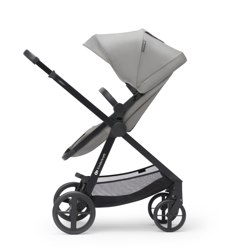 KINDERKRAFT - Kombinuotas vežimėlis 3in1 NEWLY Moonlight pilka  + automobilio sėdynė MINK PRO