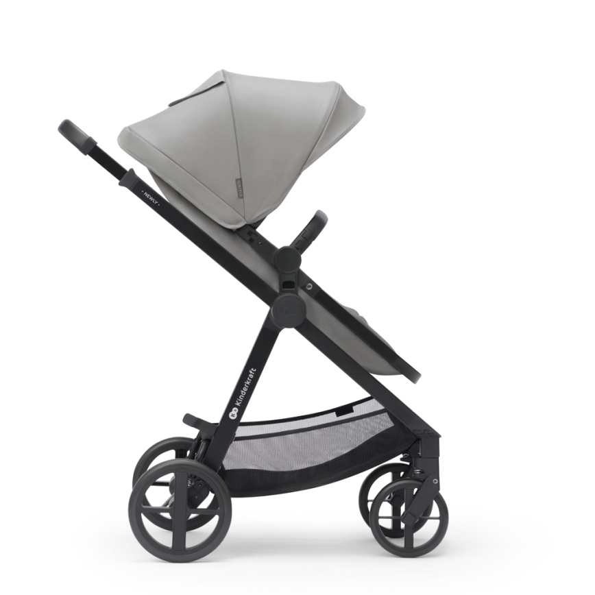 KINDERKRAFT - Kombinuotas vežimėlis 3in1 NEWLY Moonlight pilka  + automobilio sėdynė MINK PRO